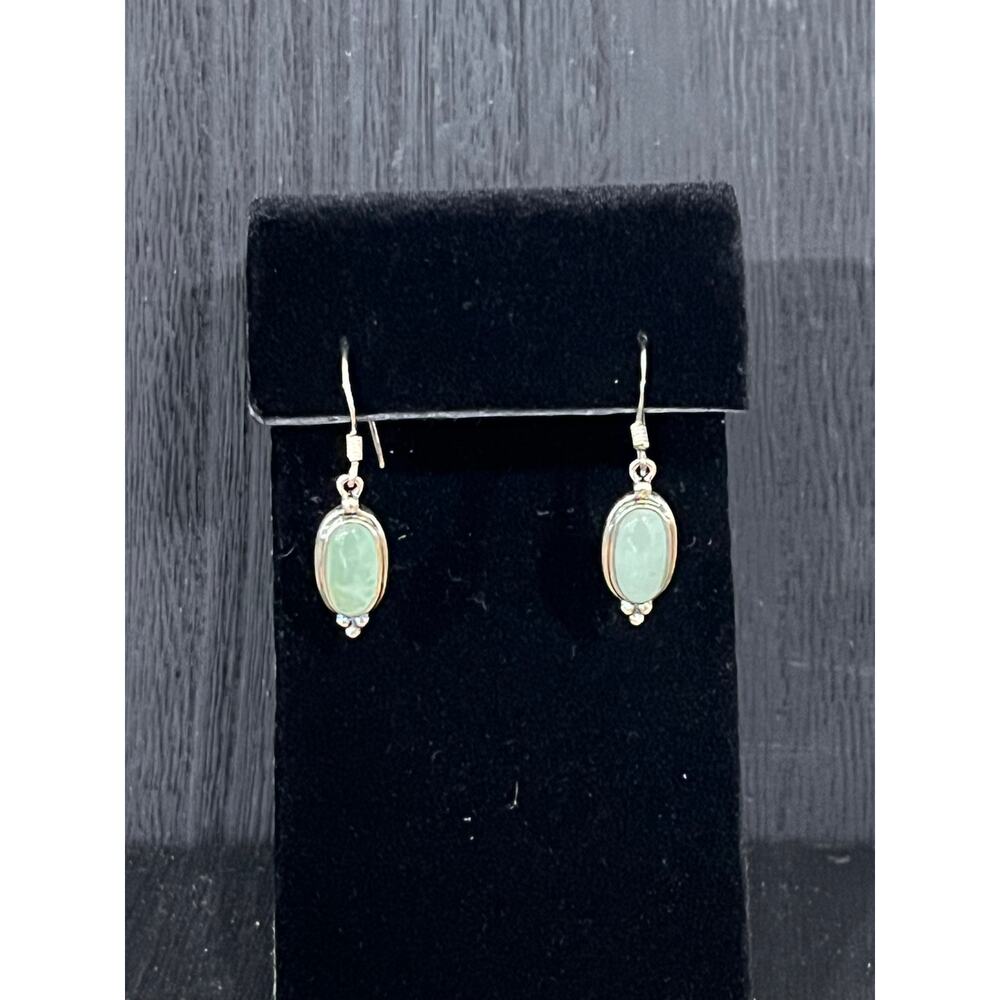 Sterling Silver Prehnite Necklace & Earrings Set 18” Snake Chain - Picture 2 of 9